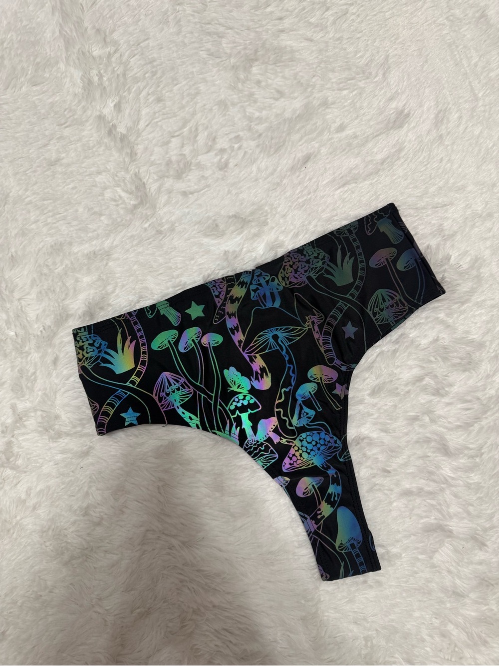New M black light reflective mushroom bottom shorts rave festival high waist
